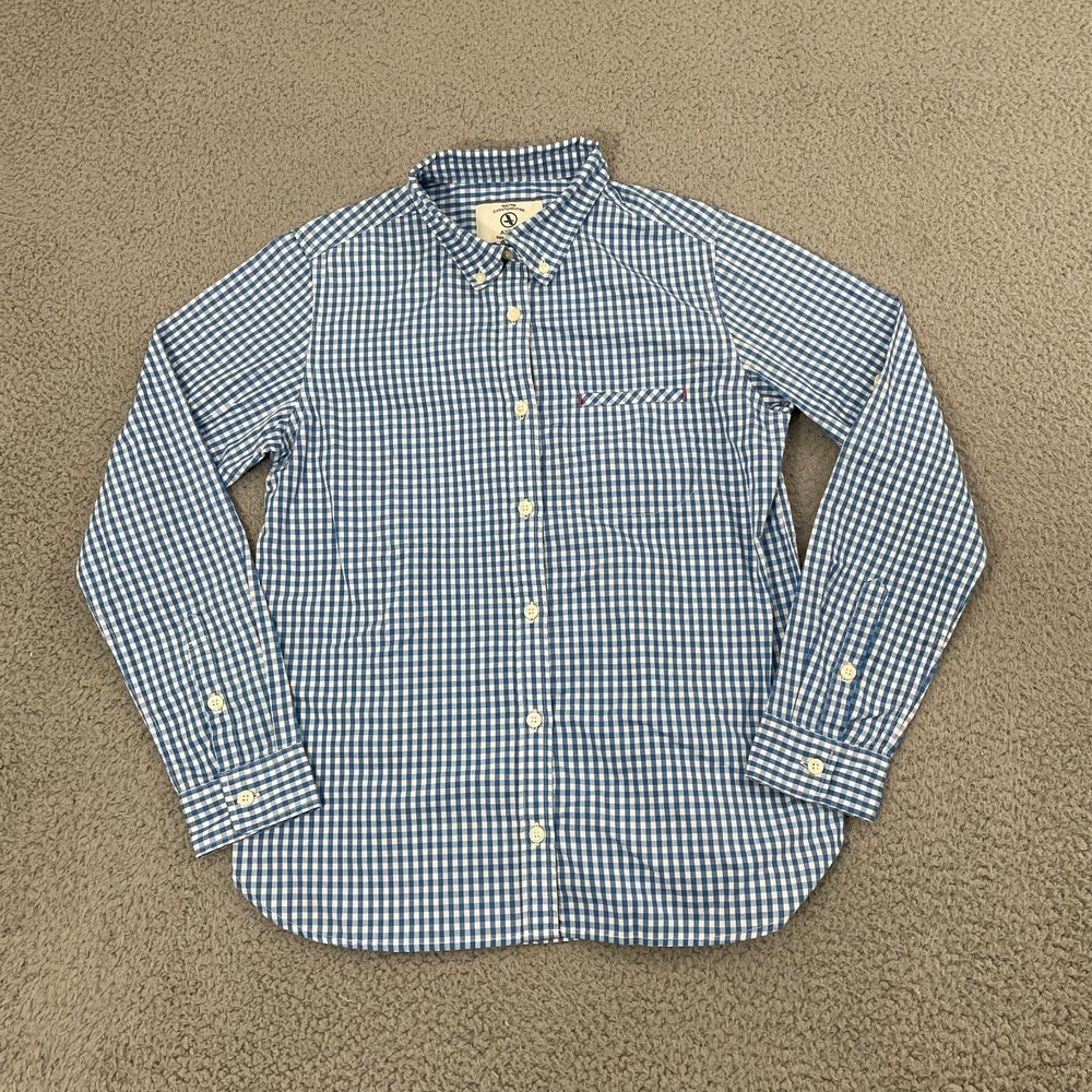 Aigle Depuis 1853 Shirt Women S Blue Gingham Plaid Long Sleeve Button Down